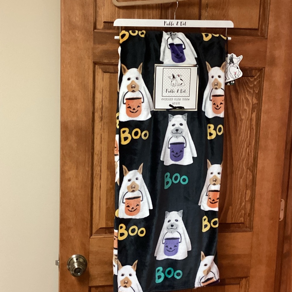 Pickle & Dot Ghost Dog Halloween Blanket